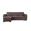 Bruno - Pull Out Complete Sofa Bed With Storage Chaise - Brown