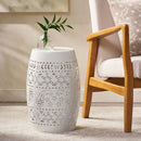 Transitional Ruby - Side Table With Lace Cut Design - White