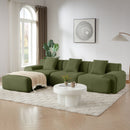 L Shaped Modular Sectional Sofa Corduroy And Movable Ottoman