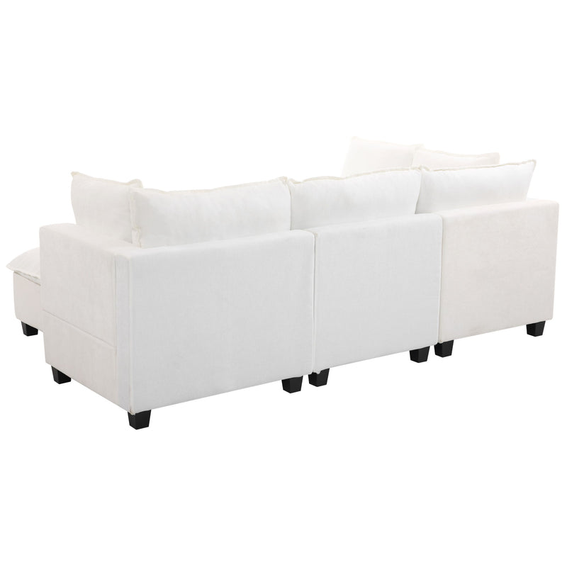 U-Shaped Sectional Modular Sofa With A Movable Ottoman, A Coffee Table With Hidden Charging Devices For Living Room