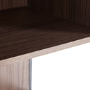 Modern Minimalist Tall Lighted Display Cabinet With Tempered Glass Door - Black / Dark Walnut