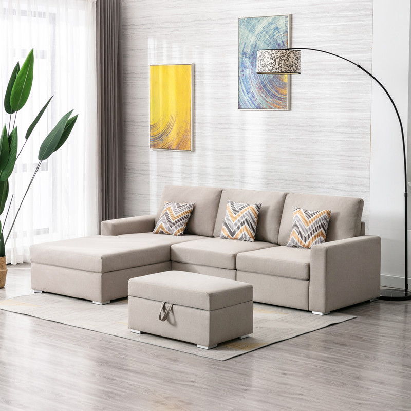 Nolan - 4 Piece Reversible Sectional Sofa Chaise With Interchangeable Legs