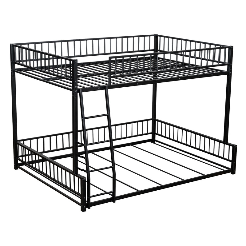 Bunk Bed Frame With Ladder And Safety Guardrails