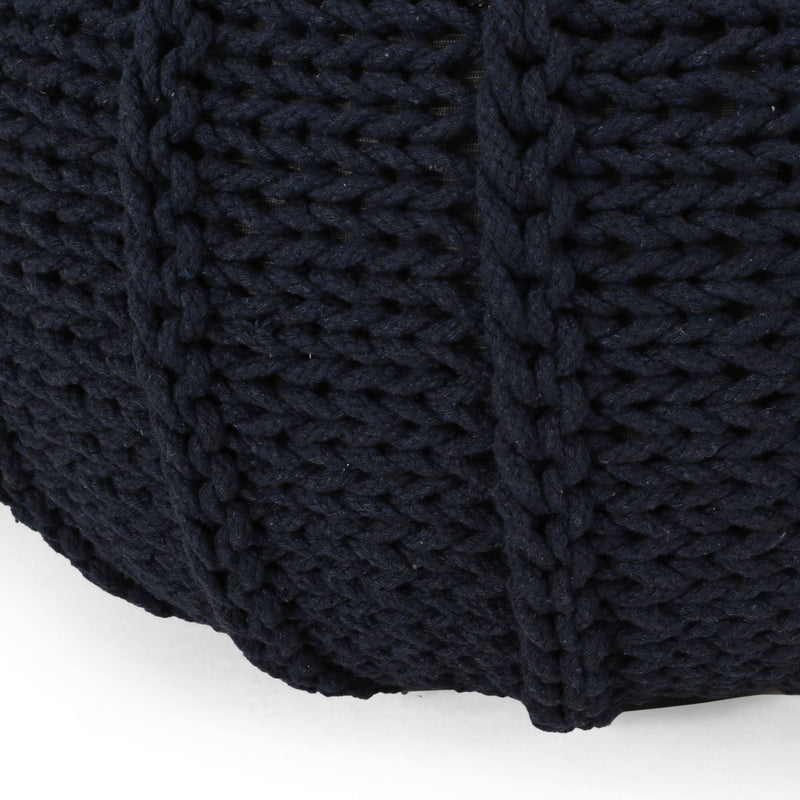 Bordeaux - Knitted Cotton Round Pouf Ottoman And Floor Cushion