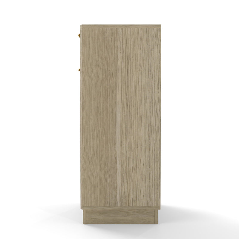 Tilt Out Trash Can Cabinet With Wave Textured Drawer & Pull Out Bin