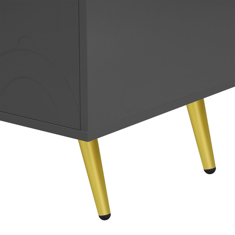 Modern TV Stand With Adjustable Shelf, Handles And Anti-Tip Device
