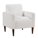 Caius - Modern Arm Chair With Boucle And Wooden Legs - White