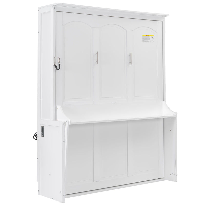 Murphy Bed With Desk, LED Lights & USB Charging Station