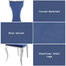 Azriel - Side Chair (Set of 2) - Blue Velvet & Mirroed Silver Finish - Atlantic Fine Furniture Inc