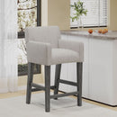 Charmed Upholstered Counter Stool With H Frame Base And Round Arms