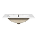 Bathroom Vanity Cabinet With Ceramic Sink Combo Set, Frame Modern Bathroom Storage Cabinet With 2 Drawers - Black