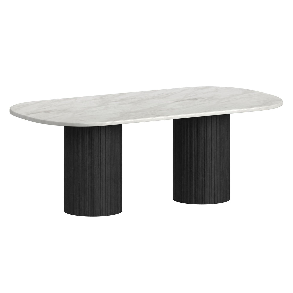 Sylvie Oval Dining Table With Faux Marble Top in Black by Elements International, view 3