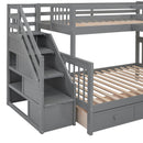 L Shaped Bunk Bed With 3 Drawers, Portable Desk And Wardrobe
