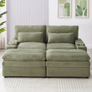 Convertible Loveseat Sofa With Storage And USB Ports - Green