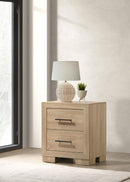 Arielle - 2-Drawer Bedroom Nightstand With Casters - Light Oak