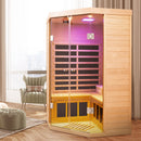 2 Persons Large Glass Front Deluxe Version Hemlock Far Infrared Corner Sauna Room - Natural