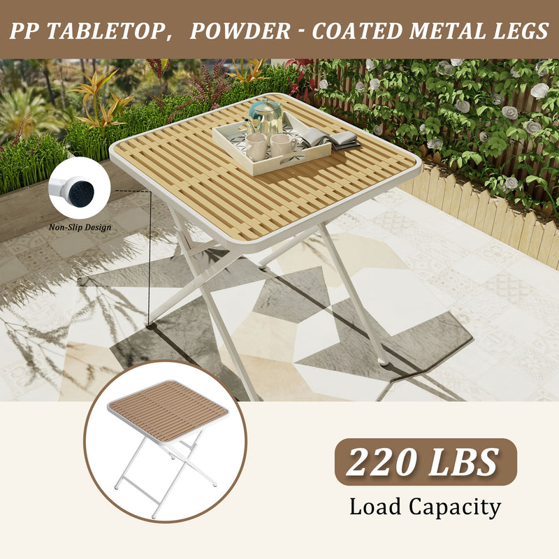 4 Piece Set Of Modern Color Block Designed Single Chairs With Folding Square Table