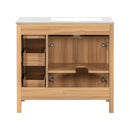 Bathroom Vanity, 2 Soft Close Doors, 3 Soft Close Drawers, Adjustable Shelf - Wood