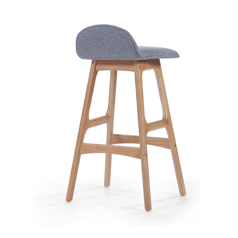 Mid Century Modern Upholstered Low Back Barstools (Set of 2) - Gray / Natural Oak