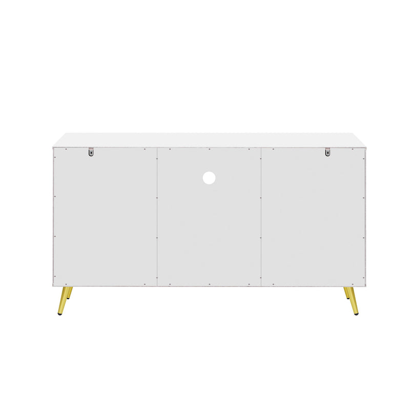 Modern TV Stand With Adjustable Shelf, Handles And Anti-Tip Device