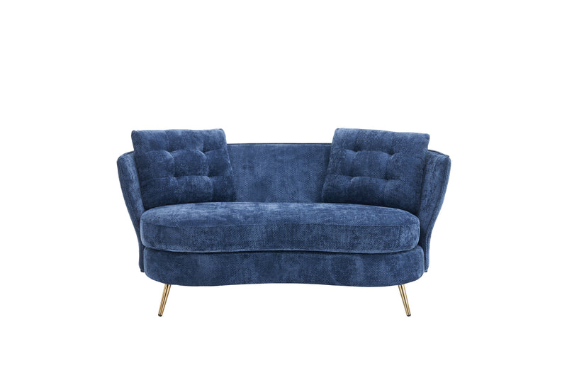 Polyester Fiber Loveseat Sofa Upholstered Couch With Golden Metal Legs Club Two-Seat Sofa For Living Reading Room Bedroom Apartment Small Space Dorm