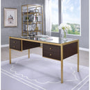 Yumia - Desk - Gold & Clear Glass - Atlantic Fine Furniture Inc