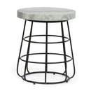 Side Table With Marble Top And Iron Base - Black / White