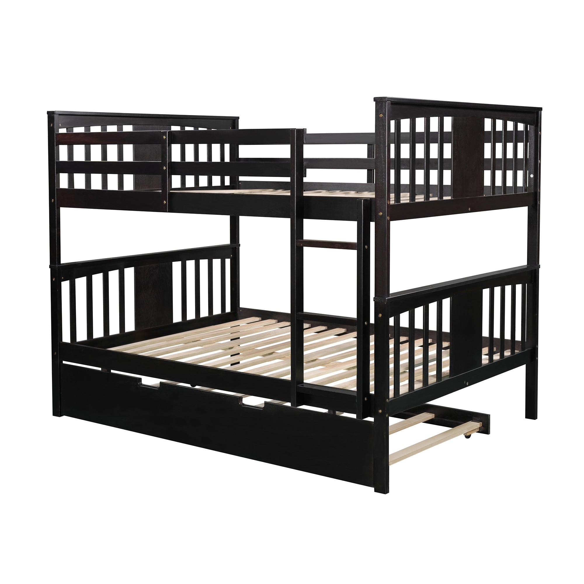 Full over Full Bunk Bed with Twin Size Trundle and Ladder-White(Old SKU: LP000204AAP) - Atlantic Fine Furniture Melbourne FL