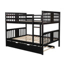 Full over Full Bunk Bed with Twin Size Trundle and Ladder-White(Old SKU: LP000204AAP)