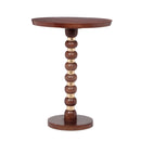 Modern Mango Wood Round End Table With Gold Accents, Solid Wood - Honey