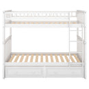 Twin Over Twin Bunk Bed With Drawers, Convertible Beds