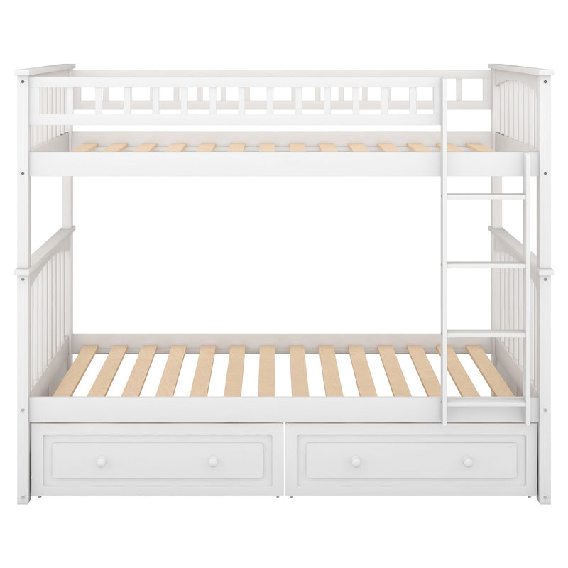 Twin Over Twin Bunk Bed With Drawers, Convertible Beds