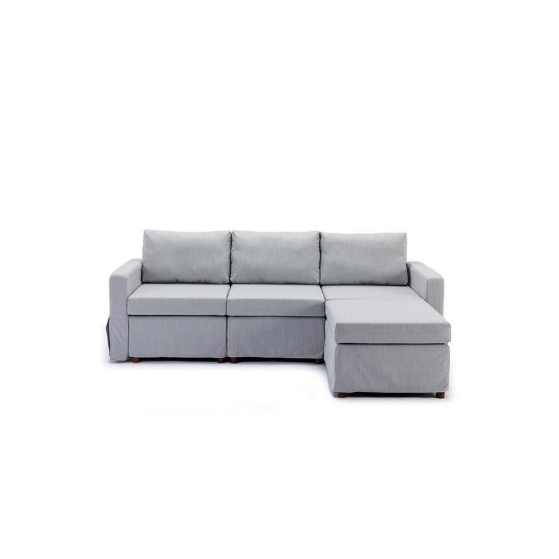 3 Seat Module Sectional Sofa Couch With 1 Ottoman For Living Room, Seat Cushion And Back Cushion Non-Removable And Non-Washable