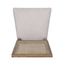 French Country Dining Chair With Rectangular Cane Backrest And Smooth Upholstered Seating