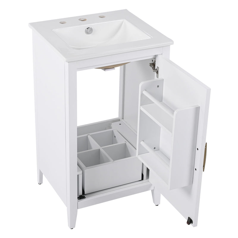 Modern Bathroom Vanity With Sink, Functional Drawer, Soft- Closing Door