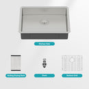 Ada-Compliant 23" Undermount Sink, Low Depth Single Bowl - Brushed Nickel