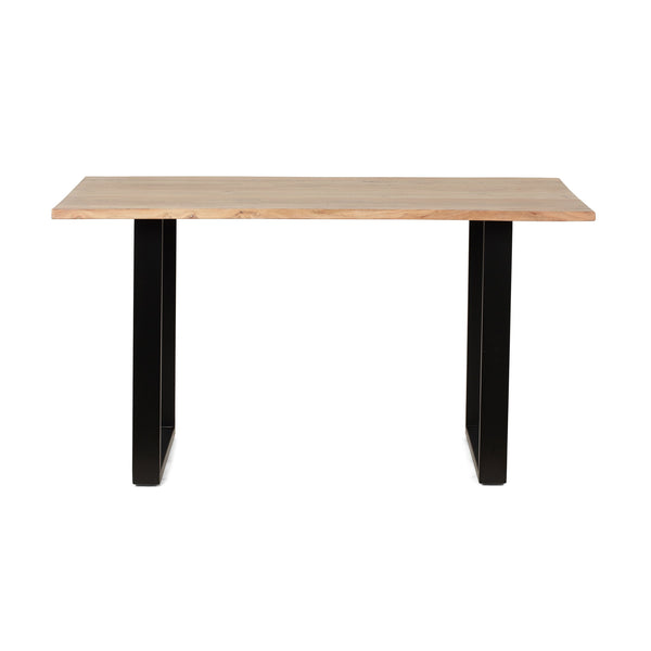 Dining Table With Top And Iron Frame - Natural / Black