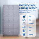 15 Door Lockers With Lock For Storage In Home, Gym, Office, And School - Gray