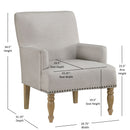 Alice - Upholstered Arm Chair With Pecan Legs And Antique Brass Nailheads - Beige