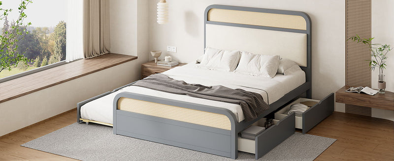 Platform Bed With Trundle And 2 Drawers