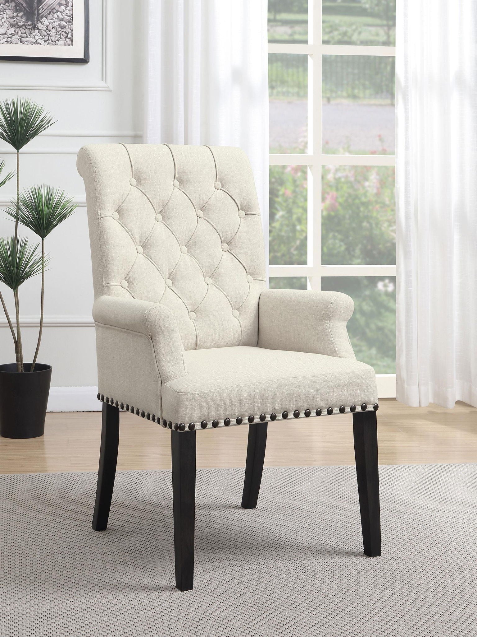 Alana Fabric Upholstered Dining Arm Chair Beige - Atlantic Fine Furniture Melbourne FL