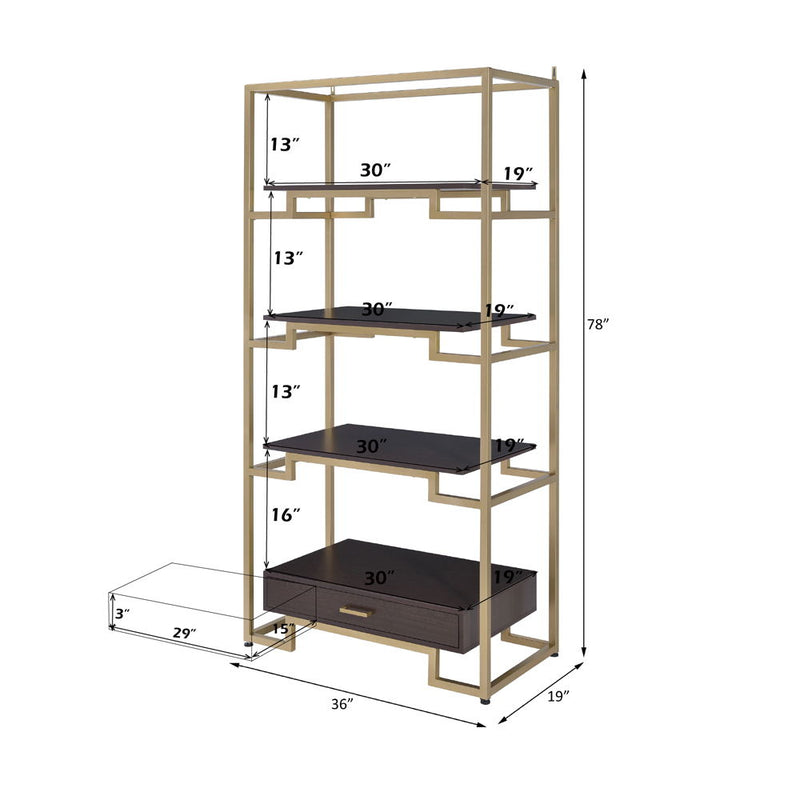 Yumia - Bookshelf - Gold & Clear Glass