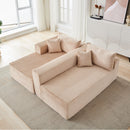 Compression Sectional Couch With Comfy Chaise, Boneless L Shape Sofa With Deep Seat