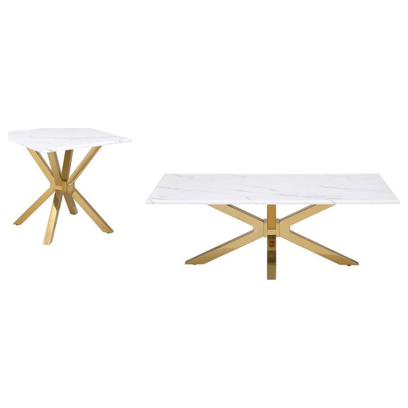 Visalia - Faux Marble Coffee Table Set
