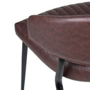 Modern Curved Back Upholstered Dining Chair Set With Metal Legs (Set of 2) - Brown / Black