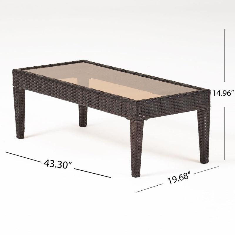 Antibes - 4 Pieces Wicker Chat Set - Brown / Beige