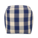 Connor - Checkered Square Pouf Ottoman And Floor Cushion - Ivory / Navy