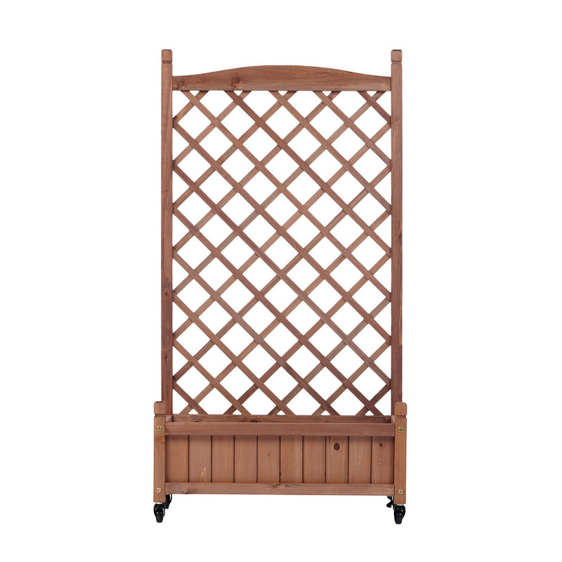 Raised Garden Bed With Trellis 2 Pack, Outdoor Planter Box & Plant Stand With Climbing Racks - Brown