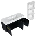 Modern Wall Mounted Bathroom Vanity With Thick Edge Resin Sink And Storage Rack