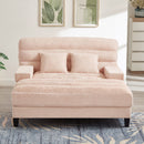 Chaise Bed Lounge Sofa Chair With Adjustable Backrest And LED Light Strip - Pink